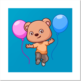 Birthday Bear Cute Cartoon Posters and Art